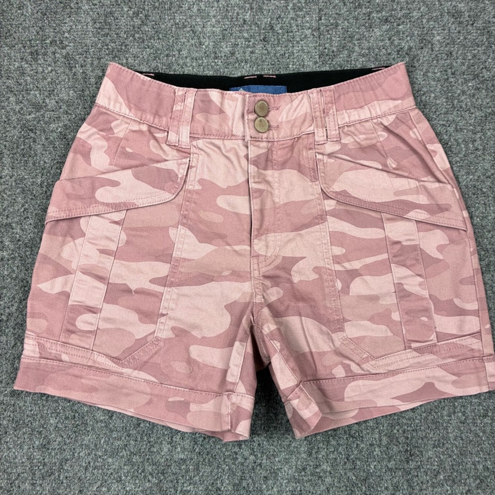 Democracy "Ab" Solution Pink Camo Cargo Shorts Womens Size 0 W26 Utility Cuffed